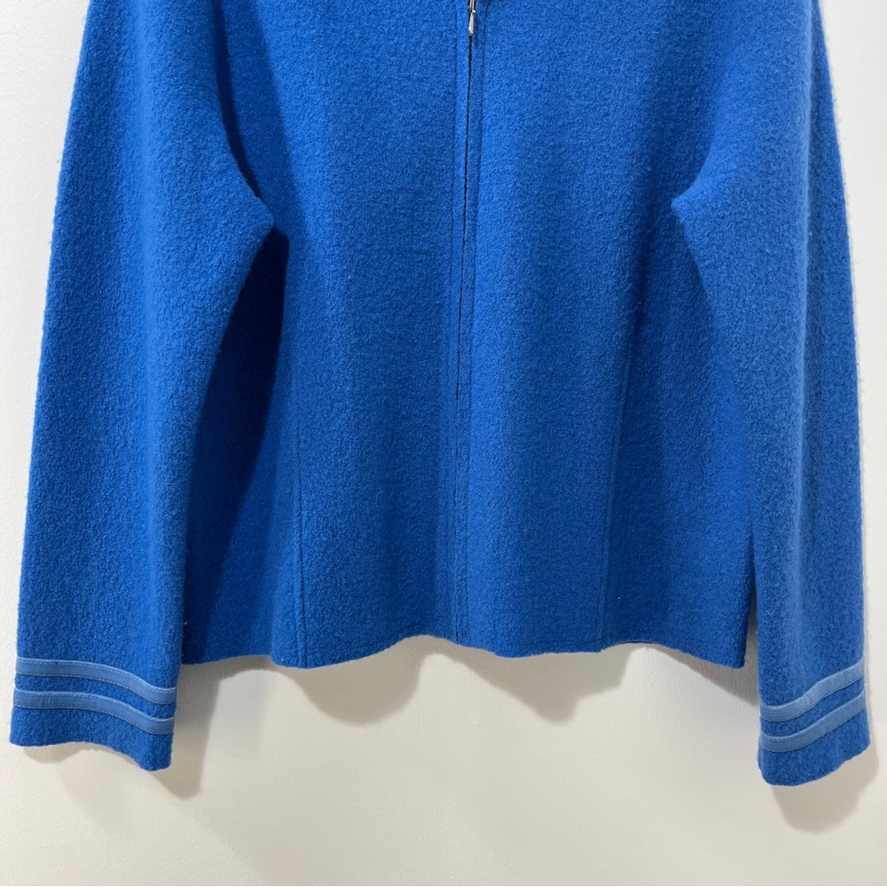 Mercer & Madison Boiled Wool Cobalt Blue Cardigan Sweater Zipped Jacket [sz L] - Picture 6 of 10